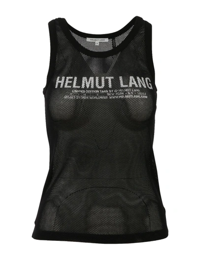 Shop Helmut Lang Black Mesh Tank Top