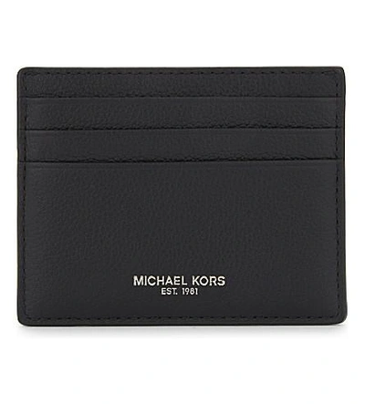 Shop Michael Kors Bryant Grained Leather Card Holder In Black