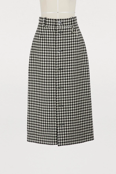 Shop Balenciaga Midi Buttoned Skirt In Black/white