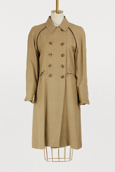 A.p.c. Jackie Twill Trench Coat In Beige ModeSens