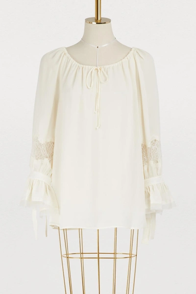 Shop Tory Burch Christy Blouse In Ivory