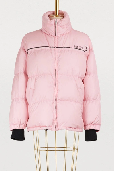 Shop Prada Short Down Jacket In Pink