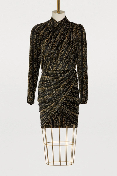 Shop Balenciaga Golden Draped Dress In Black/gold