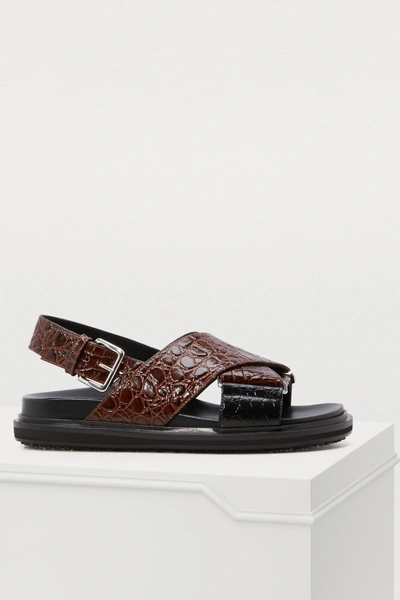 Shop Marni Fussbelt Sandals In Coffee+black