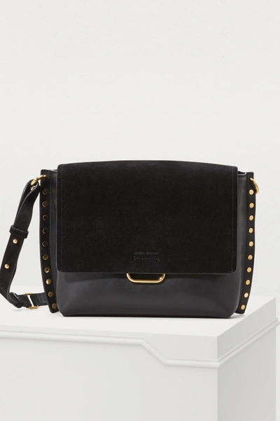 Shop Isabel Marant Leather Asli Shoulder Bag In Black