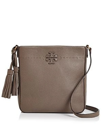 Shop Tory Burch Mcgraw Leather Swingpack In Silver Maple/gold