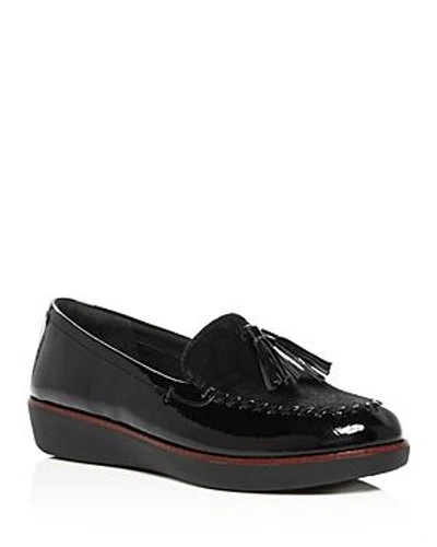 Shop Fitflop Women's Petrina Faux Calf Hair Moccasin Loafers In Black