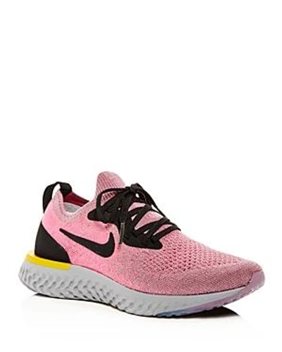 Shop Nike Women's Epic React Flyknit Lace-up Sneakers In Plum Dust/black Pink