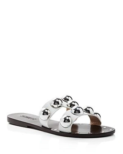 Shop Schutz Women's Benedita Open Toe Studded Leather Sandals In White