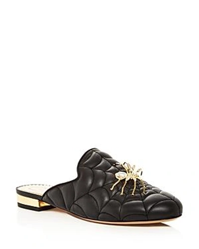 Shop Charlotte Olympia Women's Web-quilted Leather Mules In Black