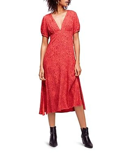 Shop Free People Looking For Love Printed Midi Dress In Red
