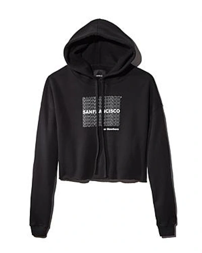 Shop Knowlita Sf Thank You Cropped Hooded Sweatshirt In Black