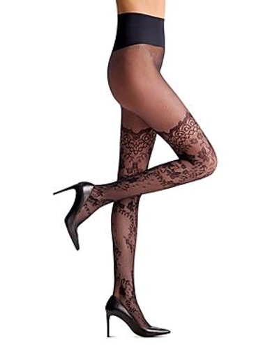 Shop Commando Floral Faux Thigh-high Fishnet Tights In Black