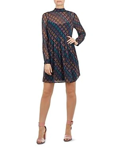 Shop Ted Baker Colour By Numbers Allyy Heart-print Mini Dress In Navy