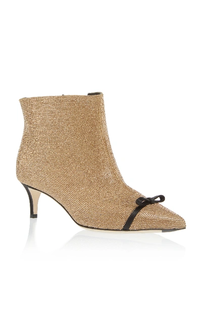 Shop Marco De Vincenzo Crystal Kitten Heel Booties In Gold