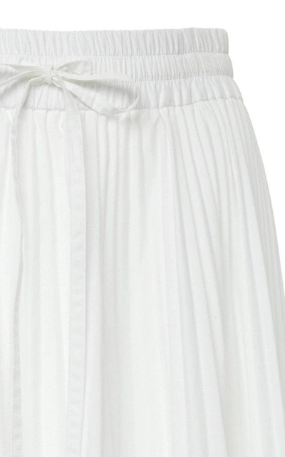 Shop Red Valentino Pleated Poplin Skirt In White