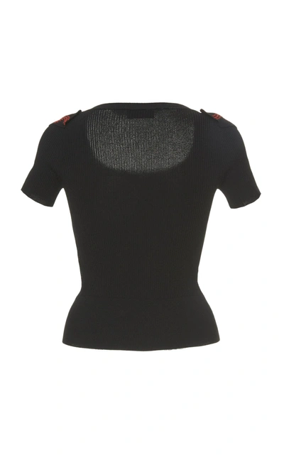 Shop Red Valentino Jacquard Knit Top In Black