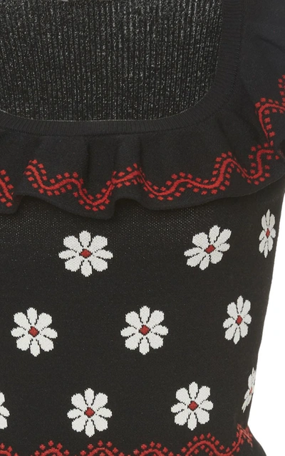 Shop Red Valentino Jacquard Knit Top In Black