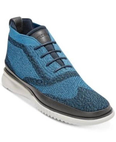 Shop Cole Haan Men's 2.zerogrand Stitchlite Water-resistant Chukkas Men's Shoes In Blueberry/dove Grey