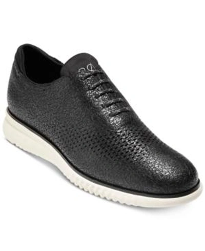 Shop Cole Haan Men's 2.zerogrand Laser Wingtip Oxfords Men's Shoes In Black Textured Leather