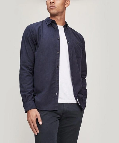 Shop Norse Projects Anton Flannel Pocket Shirt In Navy
