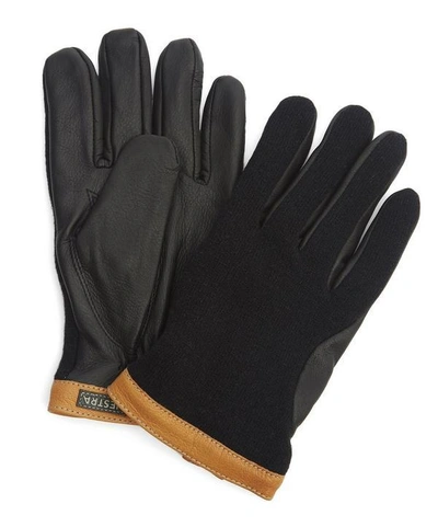 Shop Hestra Gloves Tricot Deerskin Wool Gloves 8-10 In Black