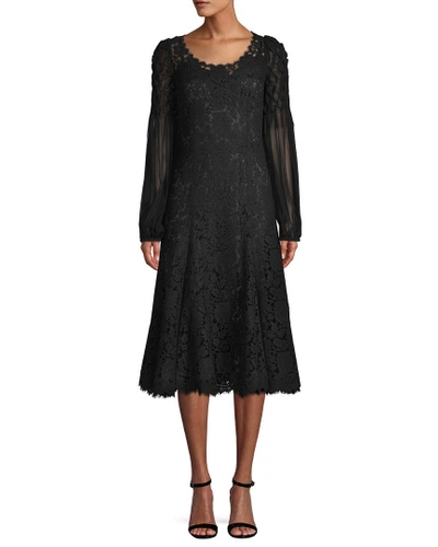 Shop Dolce & Gabbana Lace Midi Dress In Nocolor