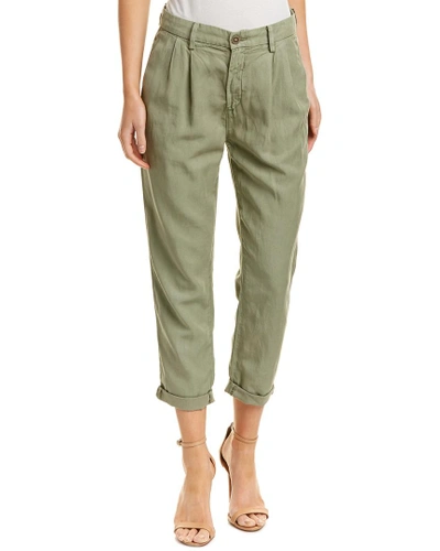 Shop Ag The Evan Sulfur Olive Relaxed Pleated Linen In Green