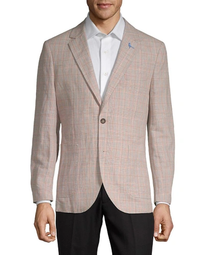 Shop Tailorbyrd Luncke Range Plaid Lightweight Linen Jacket In Nocolor