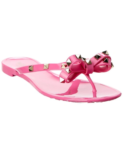 Shop Valentino Rockstud Thong Sandal In Pink