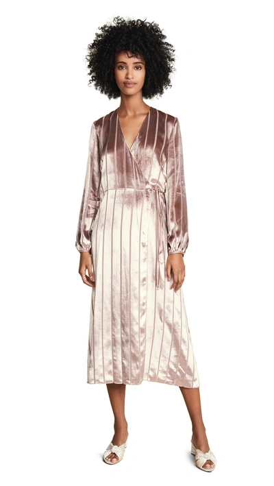 Shop Michelle Mason Long Sleeve Wrap Velvet Dress In Mink