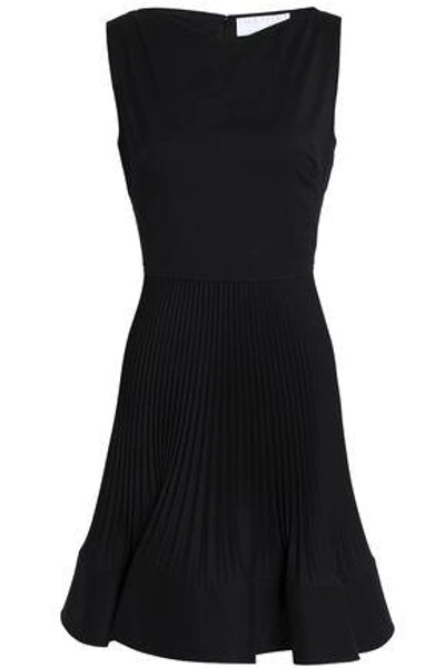 Shop Valentino Woman Plissé Crepe Mini Dress Black