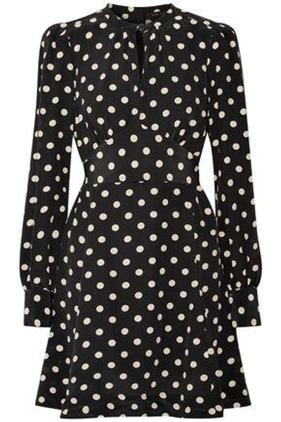 Shop Marc Jacobs Woman Polka-dot Silk Crepe De Chine Mini Dress Black
