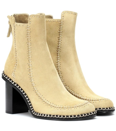 Shop Jw Anderson Scare Crow Suede Ankle Boots In Beige
