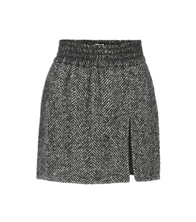 Shop Miu Miu Chevron Tweed Miniskirt In Black