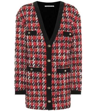 Shop Alessandra Rich Bouclé Wool-blend Jacket In Red