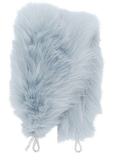 Shop Miu Miu Fox Fur Shoulder Strap - Blue
