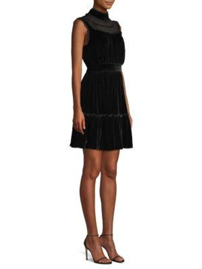 Shop Kate Spade Wild Ones Velvet Lace Trim Dress In Black