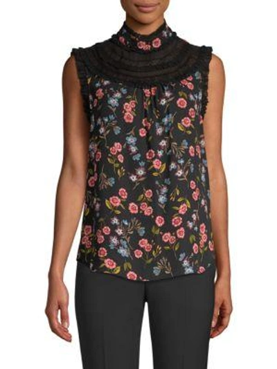 Shop Kate Spade Wild Ones Meadow Lace Trim Top In Black