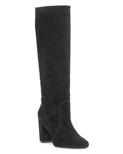 Shop Vince Camuto Women's Sessily Round Toe Slouchy High-heel Boots - 100% Exclusive In Black Suede