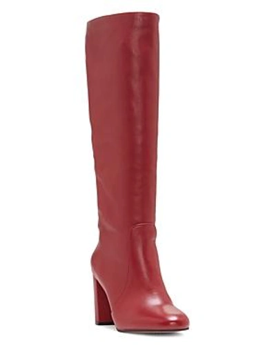 Shop Vince Camuto Women's Sessily Round Toe Slouchy High-heel Boots - 100% Exclusive In Rich Red Leather