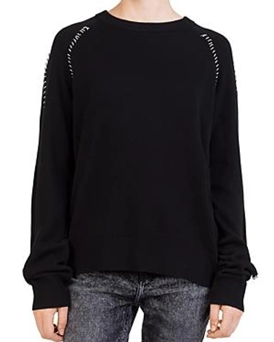 Shop The Kooples Ring-trim Crewneck Sweater In Black