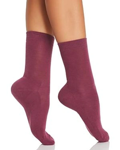 Shop Falke Cosy Mid-calf Socks In Mauve