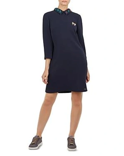 Shop Ted Baker Colour By Numbers Delphin Shift Dress In Navy