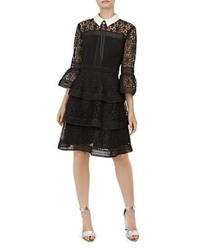 Shop Ted Baker Starh Lace Tiered Dress In Black