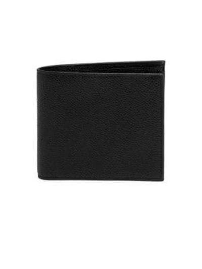 Shop Thom Browne Pebble-grain Leather Bi-fold Wallet In Dark Brown