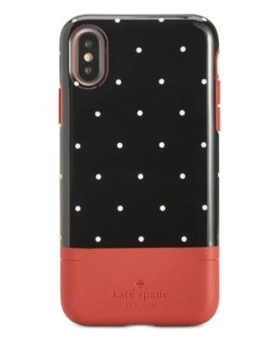 Shop Kate Spade New York Pin Dot Card-slot Iphone X Case In Heirloom Red- X