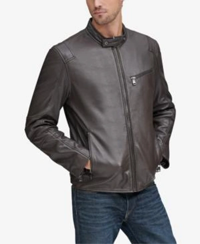 Shop Marc New York Men's Weston Full-zip Leather Moto Jacket, Created For Macy's In Chocolate Rust