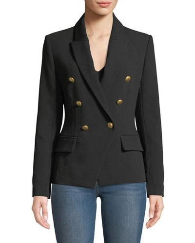 Shop L Agence Kenzie Double-breasted Blazer Jacket In Black