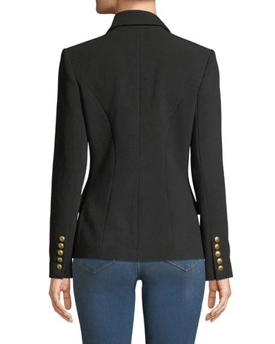 Shop L Agence Kenzie Double-breasted Blazer Jacket In Black